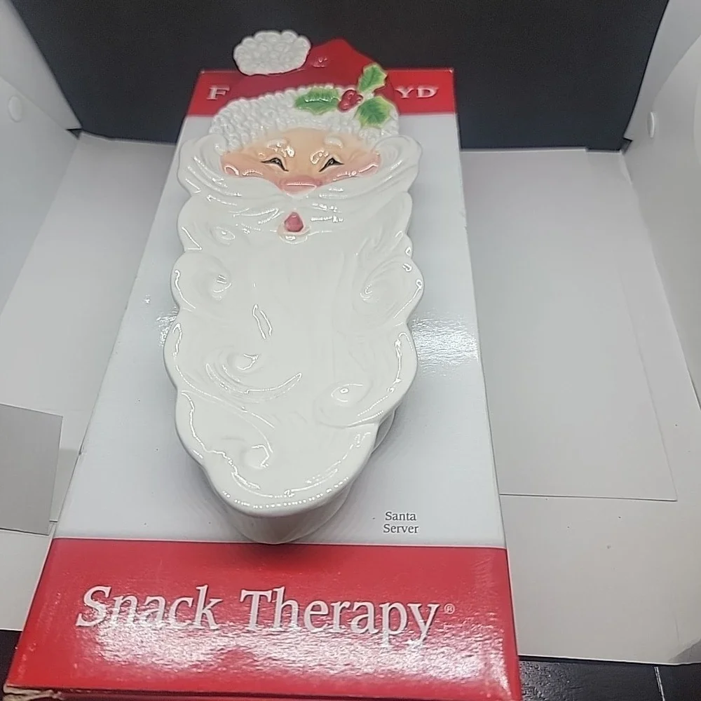 FITZ & FLOYD Santa Claus Snack Therapy 13" Christmas Cookie Serving Tray Decor - Picture 1 of 9